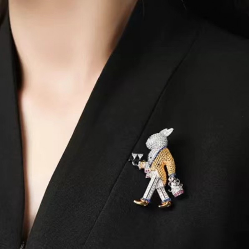 Ruif Jewelry 30x56mm Mr.Rabbit Brooch S925 Silver Cubic Zircona Brooch Fashion Jewelry Ruif Jewelry 30x56mm Mr.Rabbit Brooch S925 Silver Cubic Zircona Brooch Fashion Jewelry