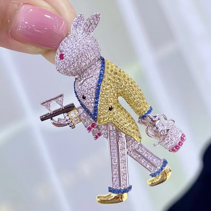 Ruif Jewelry 30x56mm Mr.Rabbit Brooch S925 Silver Cubic Zircona Brooch Fashion Jewelry Ruif Jewelry 30x56mm Mr.Rabbit Brooch S925 Silver Cubic Zircona Brooch Fashion Jewelry