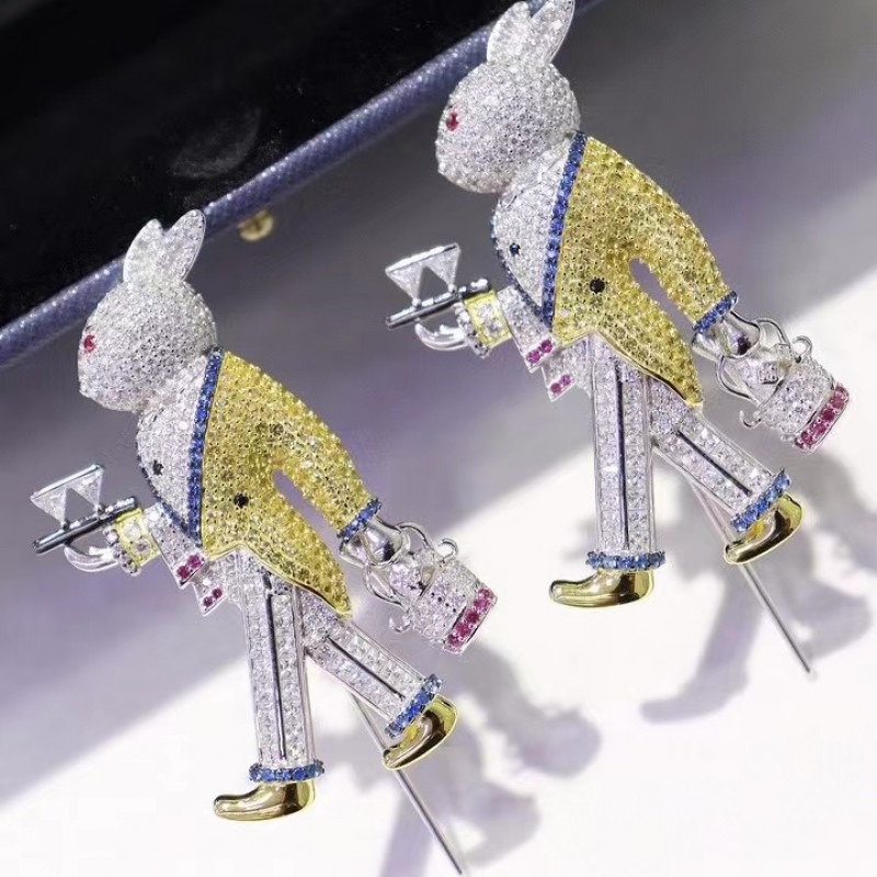 Ruif Jewelry 30x56mm Mr.Rabbit Brooch S925 Silver Cubic Zircona Brooch Fashion Jewelry Ruif Jewelry 30x56mm Mr.Rabbit Brooch S925 Silver Cubic Zircona Brooch Fashion Jewelry