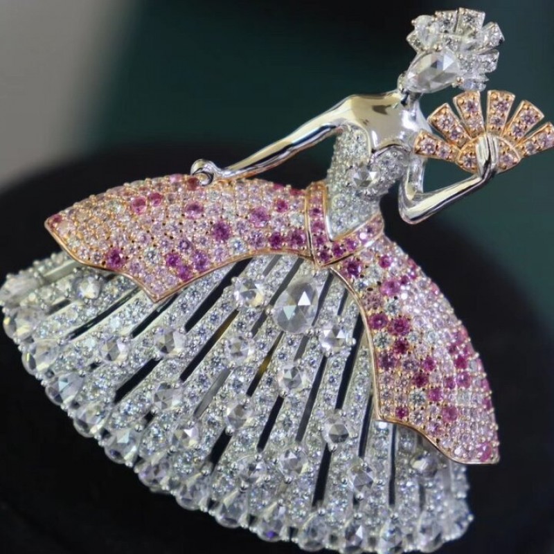 Ruif Jewelry 53x69mm Dancing Girl Brooch S925 Silver Cubic Zircona Brooch Fashion Jewelry Ruif Jewelry 53x69mm Dancing Girl Brooch S925 Silver Cubic Zircona Brooch Fashion Jewelry
