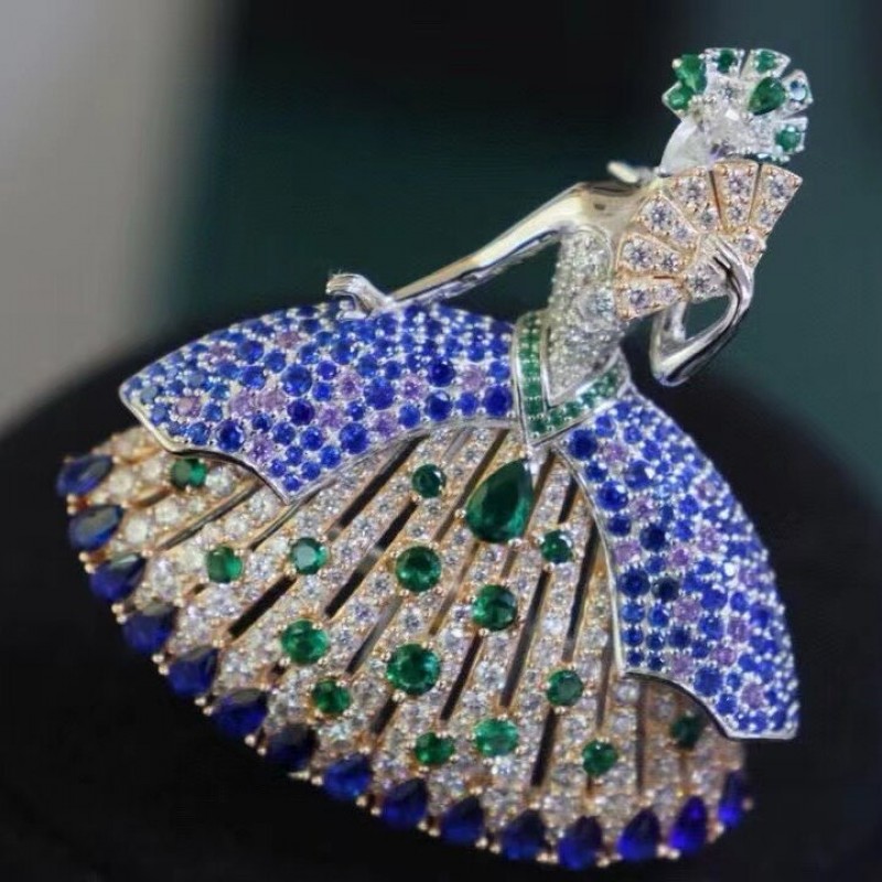 Ruif Jewelry 53x69mm Dancing Girl Brooch S925 Silver Cubic Zircona Brooch Fashion Jewelry Ruif Jewelry 53x69mm Dancing Girl Brooch S925 Silver Cubic Zircona Brooch Fashion Jewelry