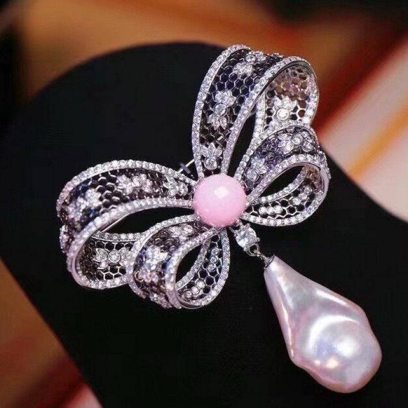Ruif Jewelry Baroque Pearl Bow Brooch S925 Silver Brooch Women Jewelry Cubic Zircona Gemstone Fashion Jewelry Ruif Jewelry Baroque Pearl Bow Brooch S925 Silver Brooch Women Jewelry Cubic Zircona Gemstone Fashion Jewelry