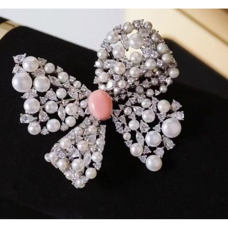 Ruif Jewelry Pearl Bow Brooch S925 Silver Brooch Women Jewelry Cubic Zircona Gemstone Fashion Jewelry Ruif Jewelry Pearl Bow Brooch S925 Silver Brooch Women Jewelry Cubic Zircona Gemstone Fashion Jewelry