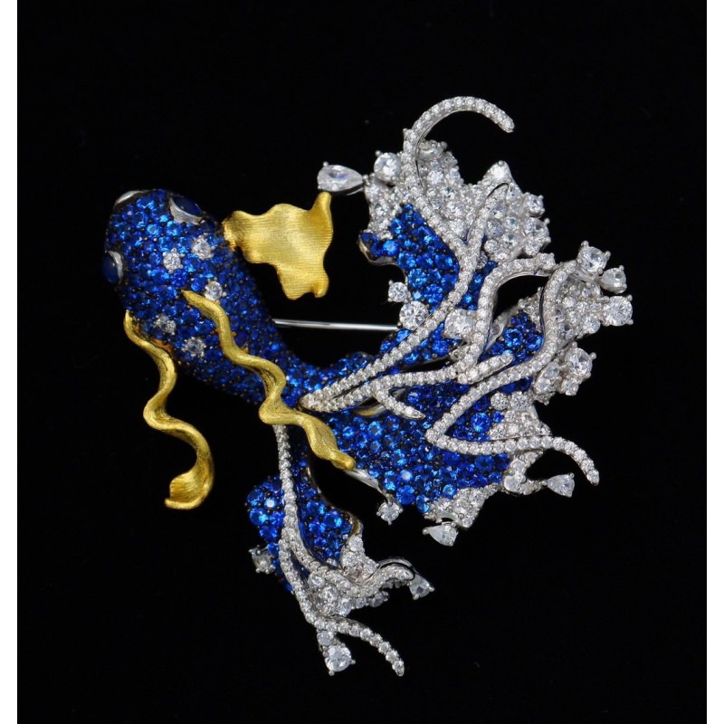 Ruif Jewelry Gold Fish Brooch S925 Silver Cubic Zircona Brooch Fashion Jewelry Ruif Jewelry Gold Fish Brooch S925 Silver Cubic Zircona Brooch Fashion Jewelry
