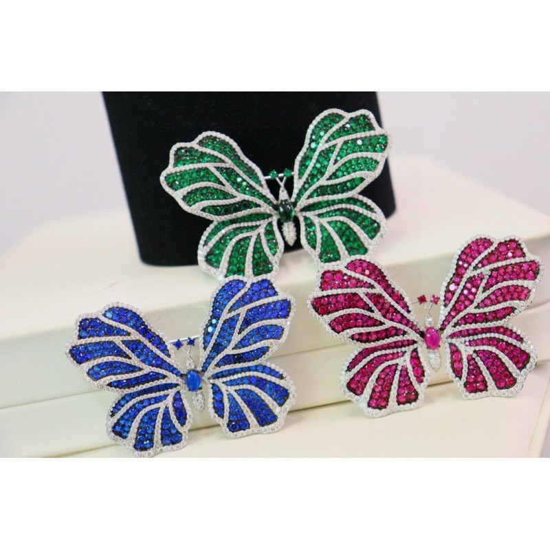 Ruif Jewelry 43x60mm Green/Pink/Blue Butterfly Brooch S925 Silver Brooch Cubic Zircona Gemstone Fashion Jewelry Ruif Jewelry 43x60mm Green/Pink/Blue Butterfly Brooch S925 Silver Brooch Cubic Zircona Gemstone Fashion Jewelry