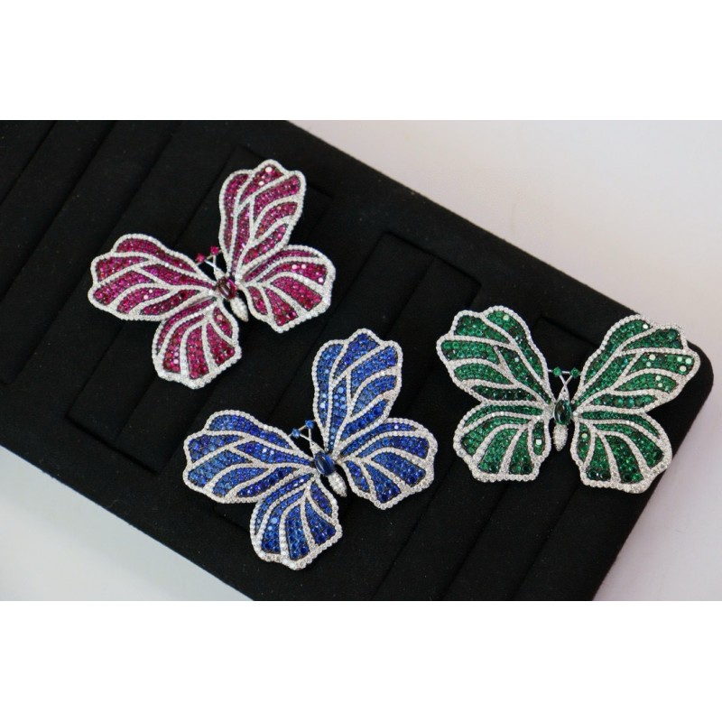 Ruif Jewelry 43x60mm Green/Pink/Blue Butterfly Brooch S925 Silver Brooch Cubic Zircona Gemstone Fashion Jewelry Ruif Jewelry 43x60mm Green/Pink/Blue Butterfly Brooch S925 Silver Brooch Cubic Zircona Gemstone Fashion Jewelry