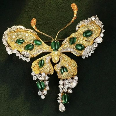 Ruif Jewelry 70x77mm Green Butterfly Brooch S925 Silver Brooch Cubic Zircona Gemstone Fashion Jewelry