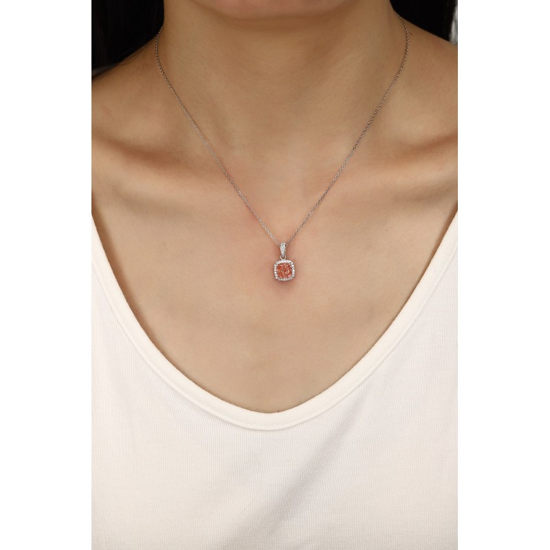 Ruif Jewelry PT950 platinum 2.12ct Pink Lab Grown Diamond Pendant(not include the chain) Jewelry for Party Gift