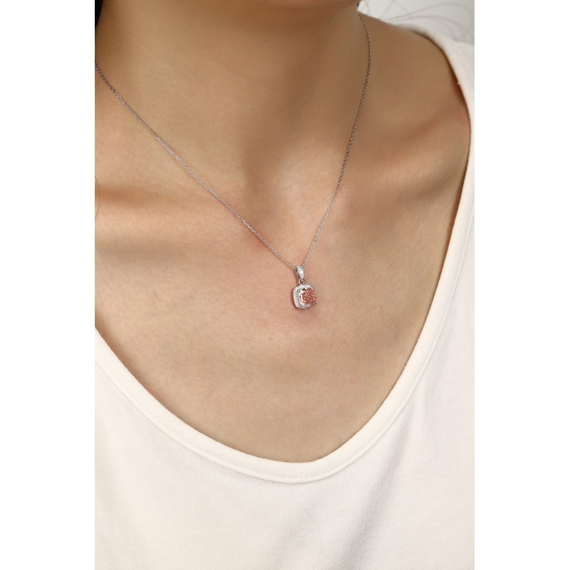 Ruif Jewelry PT950 platinum 2.12ct Pink Lab Grown Diamond Pendant(not include the chain) Jewelry for Party Gift