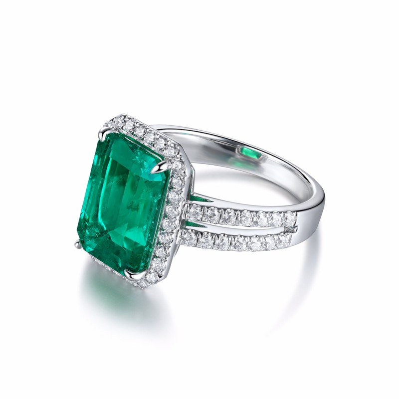 Ruif Jewelry Classic Design 9K White Gold 2.45ct Lab Grown Emerald Ring Gemstone Jewelry Ruif Jewelry Classic Design 9K White Gold 2.45ct Lab Grown Emerald Ring Gemstone Jewelry