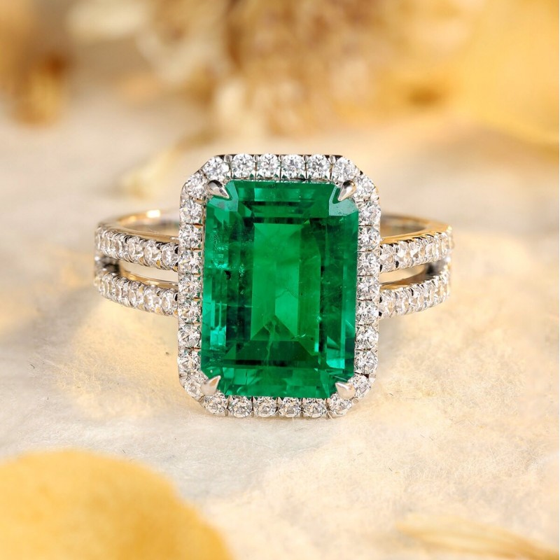 Ruif Jewelry Classic Design 9K White Gold 2.45ct Lab Grown Emerald Ring Gemstone Jewelry