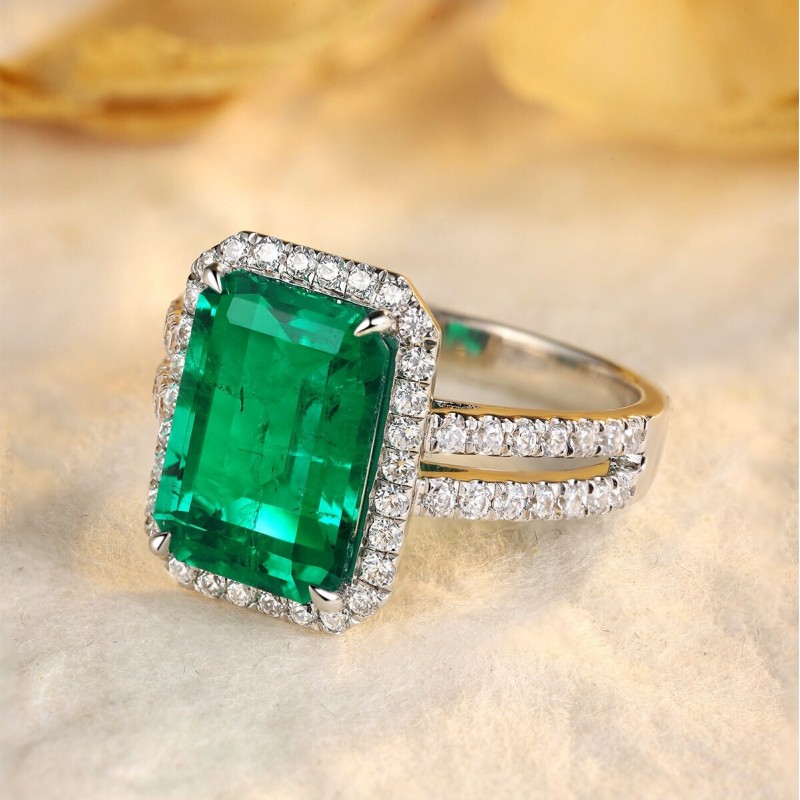 Ruif Jewelry Classic Design 9K White Gold 2.45ct Lab Grown Emerald Ring Gemstone Jewelry Ruif Jewelry Classic Design 9K White Gold 2.45ct Lab Grown Emerald Ring Gemstone Jewelry