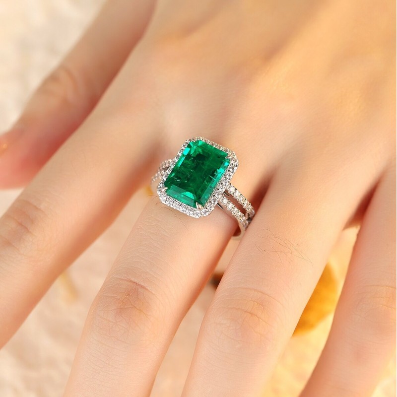 Ruif Jewelry Classic Design 9K White Gold 2.45ct Lab Grown Emerald Ring Gemstone Jewelry