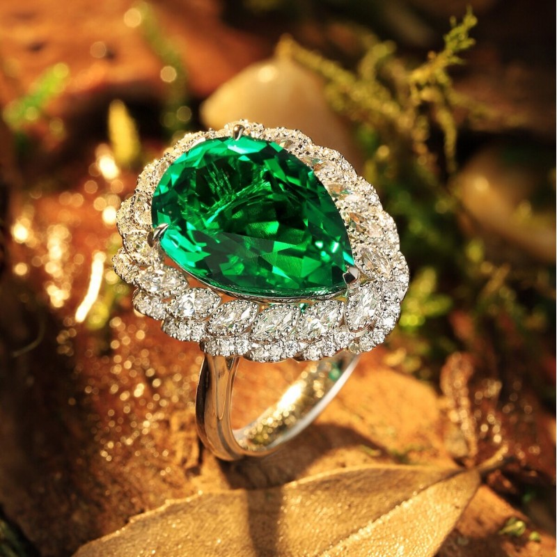 Ruif Jewelry Classic Design 9K White Gold 5.5ct Lab Grown Emerald Ring Gemstone Jewelry Ruif Jewelry Classic Design 9K White Gold 5.5ct Lab Grown Emerald Ring Gemstone Jewelry
