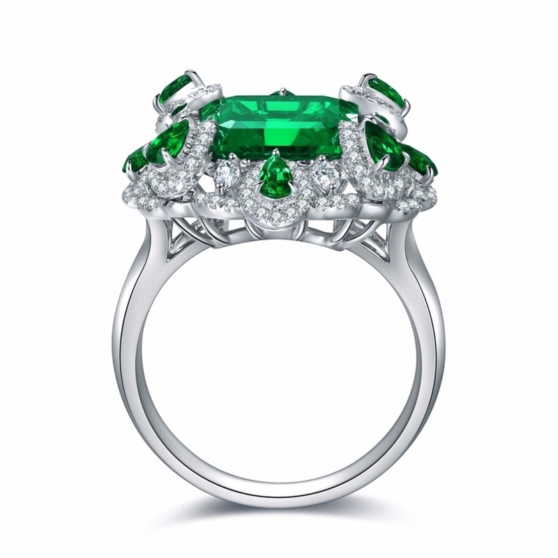 Ruif Jewelry Classic Design 9K White Gold 3.6ct Lab Grown Emerald Ring Gemstone Jewelry