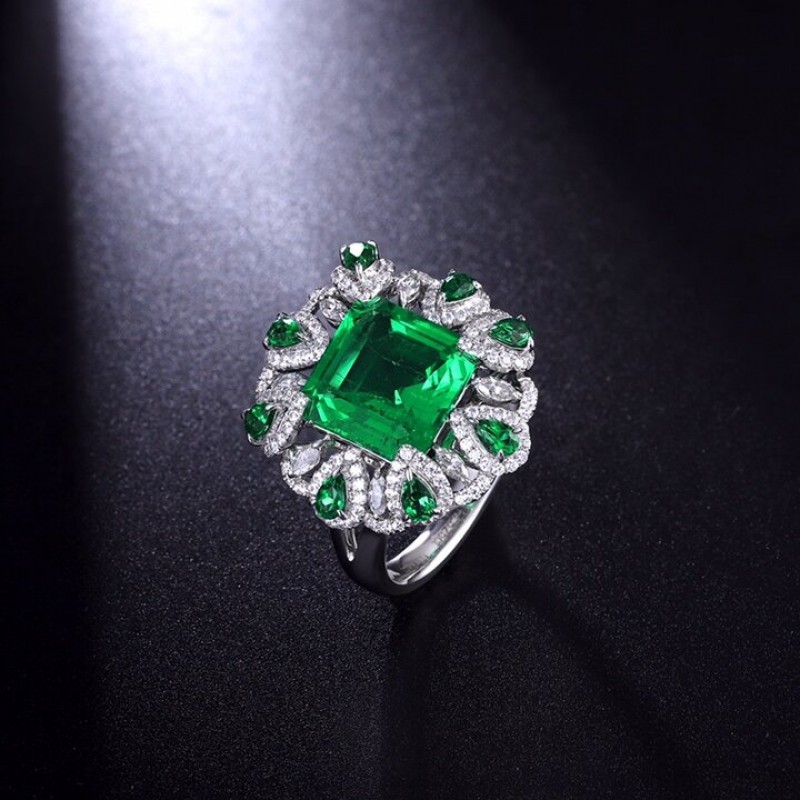 Ruif Jewelry Classic Design 9K White Gold 3.6ct Lab Grown Emerald Ring Gemstone Jewelry