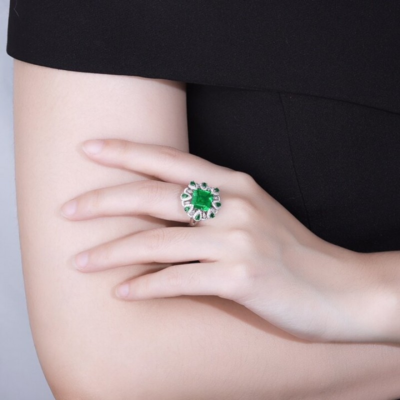 Ruif Jewelry Classic Design 9K White Gold 3.6ct Lab Grown Emerald Ring Gemstone Jewelry Ruif Jewelry Classic Design 9K White Gold 3.6ct Lab Grown Emerald Ring Gemstone Jewelry