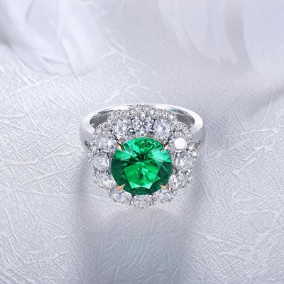 Ruif Jewelry Classic Design 9K White Gold 2.3ct Lab Grown Emerald Ring Gemstone Jewelry