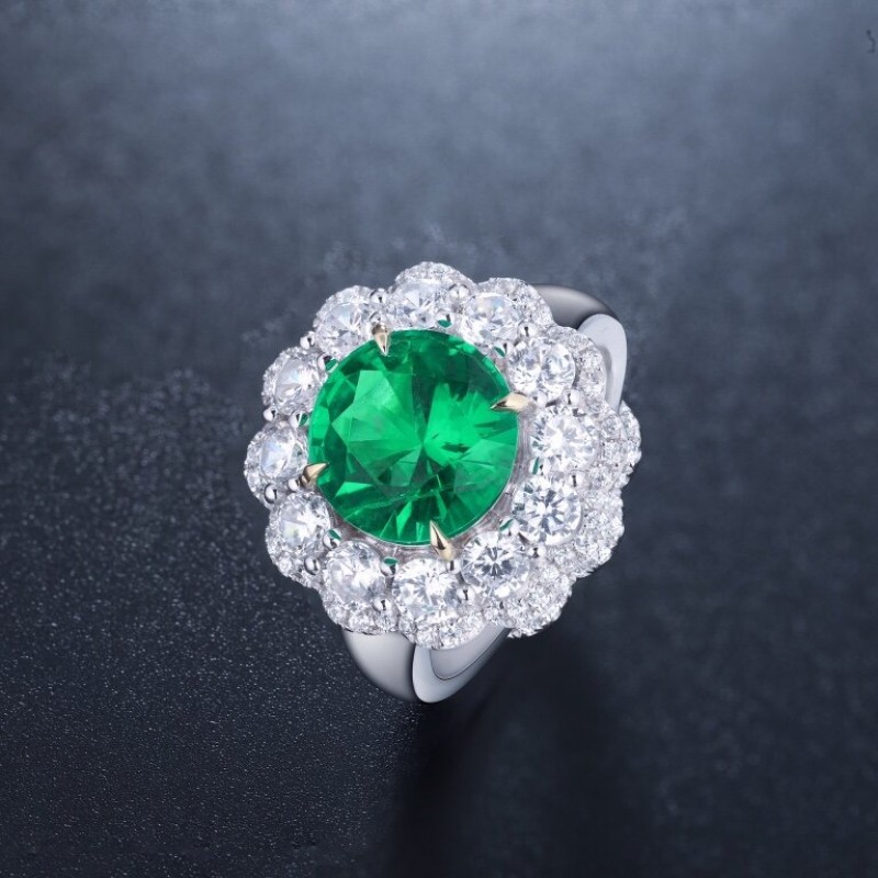 Ruif Jewelry Classic Design 9K White Gold 2.3ct Lab Grown Emerald Ring Gemstone Jewelry