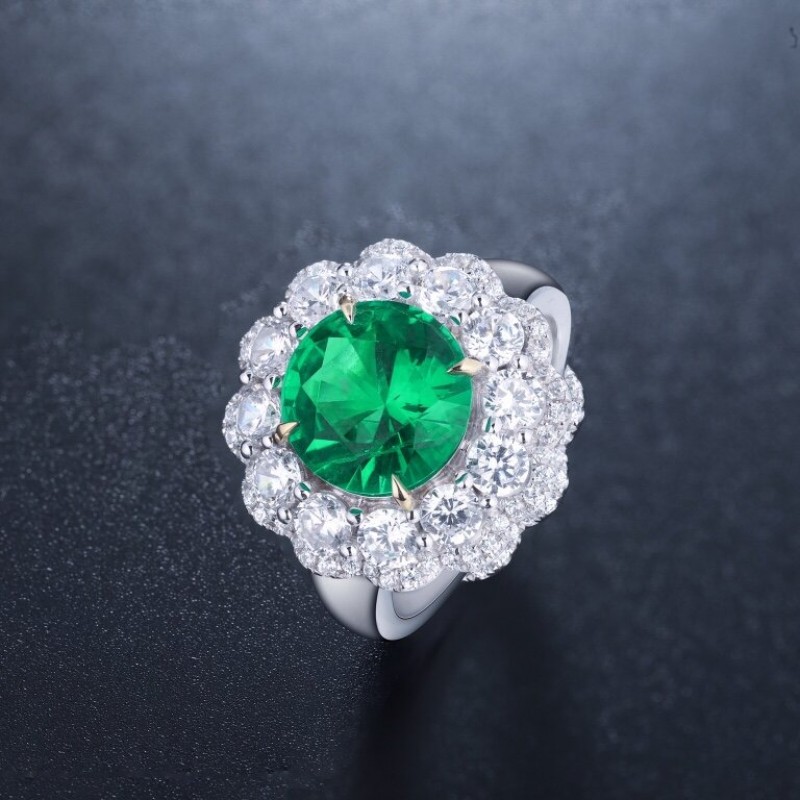 Ruif Jewelry Classic Design 9K White Gold 2.3ct Lab Grown Emerald Ring Gemstone Jewelry Ruif Jewelry Classic Design 9K White Gold 2.3ct Lab Grown Emerald Ring Gemstone Jewelry