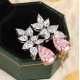 Ruif Jewelry Classic Design 9K White Gold 6ct Pink Diamond Earrings Cubic Zircon Earrings Gemstone Jewelry