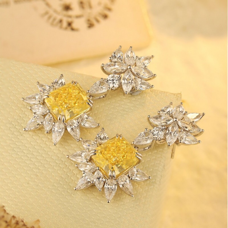 Ruif Jewelry Classic Design 9K White Gold 10ct Yellow Simulated Diamond Earrings Gemstone Jewelry Ruif Jewelry Classic Design 9K White Gold 10ct Yellow Simulated Diamond Earrings Gemstone Jewelry