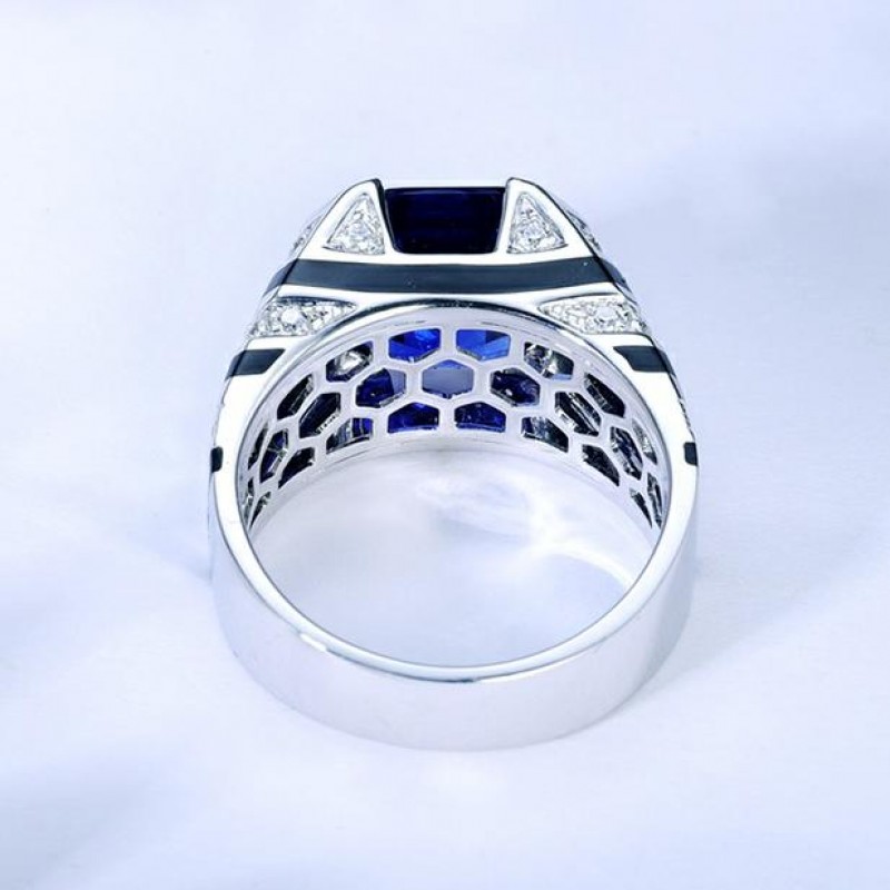Ruif Jewelry Classic Design 9K White Gold 6.73ct Royal Blue Color Lab Grown Sapphire Ring Gemstone Jewelry