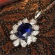 Ruif Jewelry Classic Design 9K White Gold 3.21ct Lab Grown Sapphire Royal Blue Pendant Necklace Gemstone Jewelry