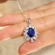 Ruif Jewelry Classic Design 9K White Gold 3.21ct Lab Grown Sapphire Royal Blue Pendant Necklace Gemstone Jewelry