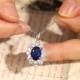 Ruif Jewelry Classic Design 9K White Gold 3.21ct Lab Grown Sapphire Royal Blue Pendant Necklace Gemstone Jewelry