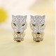 Ruif Jewelry Classic Design 9K White Gold synthetic Emerald Earrings Leopard Head Earrings Gemstone Jewelry Ruif Jewelry Classic Design 9K White Gold synthetic Emerald Earrings Leopard Head Earrings Gemstone Jewelry