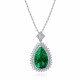 Ruif Jewelry Classic Design 9K White Gold 11ct Lab Grown Emerald Pendant Necklace Gemstone Jewelry