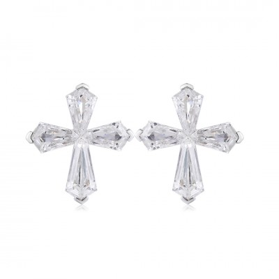 Ruif Jewelry Classic Design 9K White Gold 4.5ct White Color Simulated Diamond Earrings Gemstone Jewelry