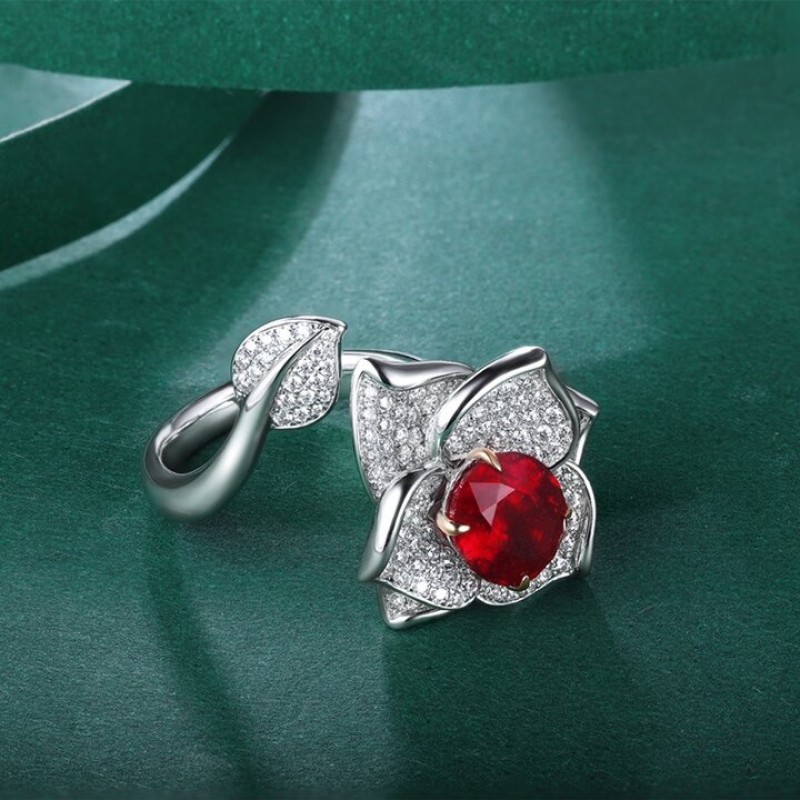 Ruif Jewelry Classic Design 9K White Gold 3.205ct Fielld Natural Ruby Ring Gemstone Jewelry