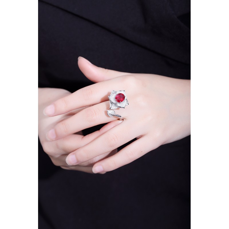 Ruif Jewelry Classic Design 9K White Gold 3.205ct Fielld Natural Ruby Ring Gemstone Jewelry