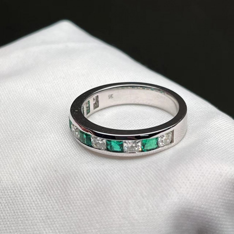 Ruif Jewelry Classic Design 9K White Gold 0.625ct Lab Grown Emerald Ring Gemstone Jewelry Ruif Jewelry Classic Design 9K White Gold 0.625ct Lab Grown Emerald Ring Gemstone Jewelry