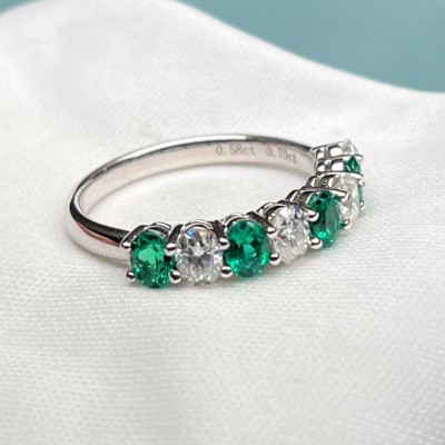 Ruif Jewelry Classic Design 9K White Gold 0.58ct Lab Grown Emerald Ring Gemstone Jewelry