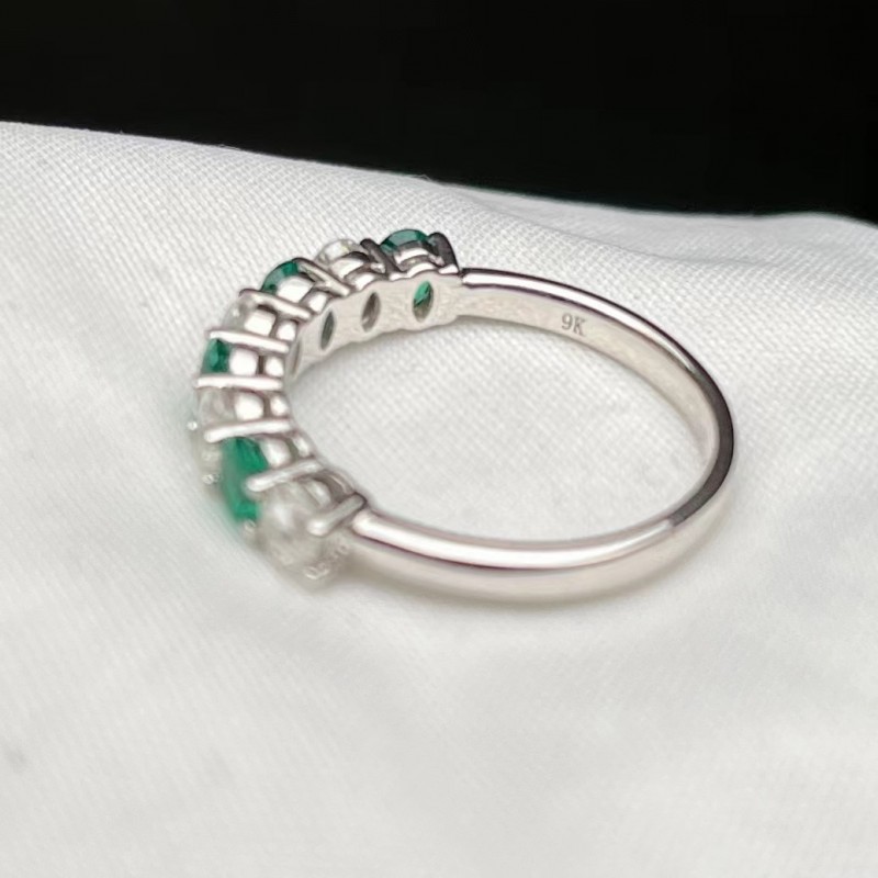 Ruif Jewelry Classic Design 9K White Gold 0.58ct Lab Grown Emerald Ring Gemstone Jewelry Ruif Jewelry Classic Design 9K White Gold 0.58ct Lab Grown Emerald Ring Gemstone Jewelry