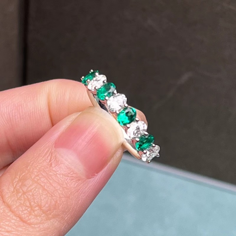 Ruif Jewelry Classic Design 9K White Gold 0.58ct Lab Grown Emerald Ring Gemstone Jewelry Ruif Jewelry Classic Design 9K White Gold 0.58ct Lab Grown Emerald Ring Gemstone Jewelry
