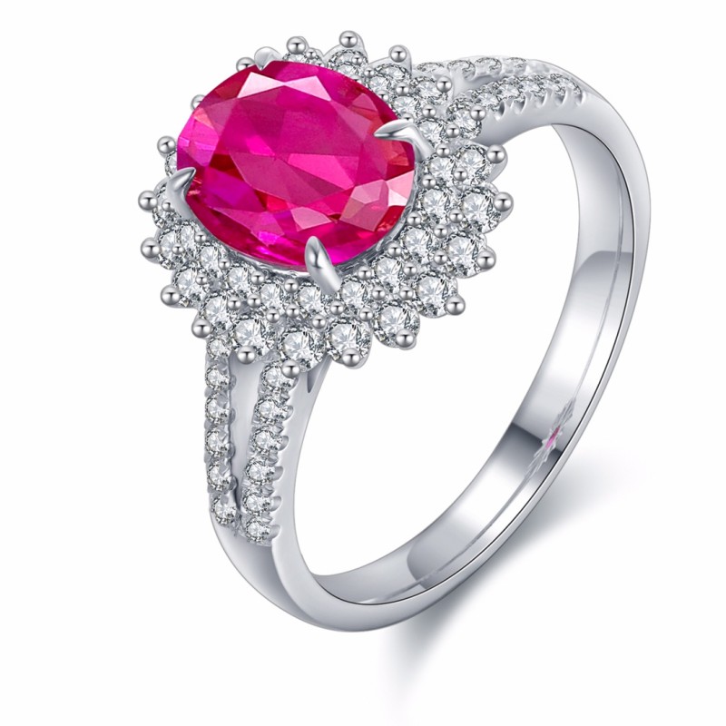 Ruif Jewelry Classic Design 9K White Gold 2.0ct Pink Color Lab Grown Sapphire Ring Gemstone Jewelry