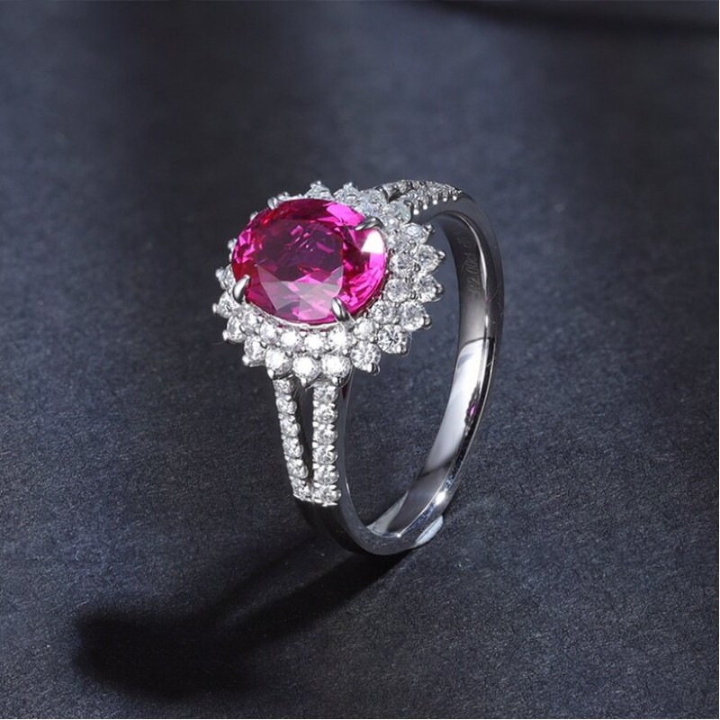 Ruif Jewelry Classic Design 9K White Gold 2.0ct Pink Color Lab Grown Sapphire Ring Gemstone Jewelry