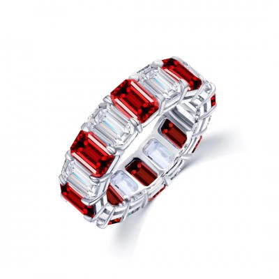 Ruif Jewelry Classic Design 9K White Gold 5.16ct Red Color Lab Grown Ruby Ring Cubic Zircon Ring Gemstone Jewelry