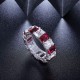 Ruif Jewelry Classic Design 9K White Gold 5.16ct Red Color Lab Grown Ruby Ring Cubic Zircon Ring Gemstone Jewelry