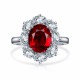 Ruif Jewelry Classic Design 9K White Gold 3.43ct Red Color Lab Grown Ruby Ring Gemstone Jewelry