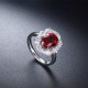 Ruif Jewelry Classic Design 9K White Gold 3.43ct Red Color Lab Grown Ruby Ring Gemstone Jewelry