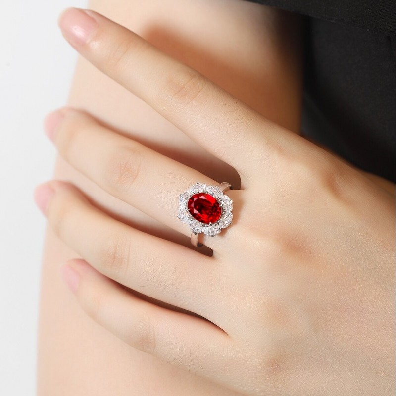 Ruif Jewelry Classic Design 9K White Gold 3.43ct Red Color Lab Grown Ruby Ring Gemstone Jewelry Ruif Jewelry Classic Design 9K White Gold 3.43ct Red Color Lab Grown Ruby Ring Gemstone Jewelry
