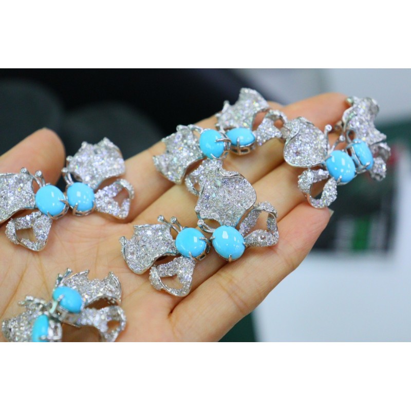 Ruif Jewelry S925 Silver 20x27mm Turquoise /Queen Shell Earrings Blue/Pink Color Gemstone Fashion Jewelry Ruif Jewelry S925 Silver 20x27mm Turquoise /Queen Shell Earrings Blue/Pink Color Gemstone Fashion Jewelry
