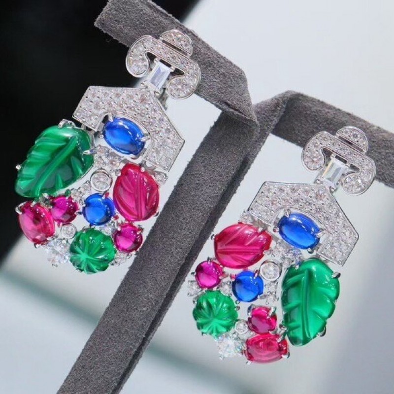 Ruif Jewelry Fruits silk bag Earrings S925 Silver Earrings Fancy Color 5A Cubic Zircona Gemstone Fashion Jewelry