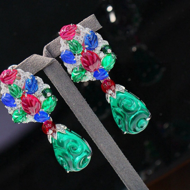 Ruif Jewelry Fruits silk bag Earrings S925 Silver Earrings Fancy Color 5A Cubic Zircona Gemstone Fashion Jewelry