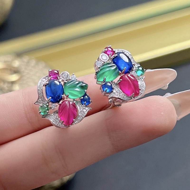 Ruif Jewelry Fruits silk bag Earrings S925 Silver Earrings Fancy Color 5A Cubic Zircona Gemstone Fashion Jewelry